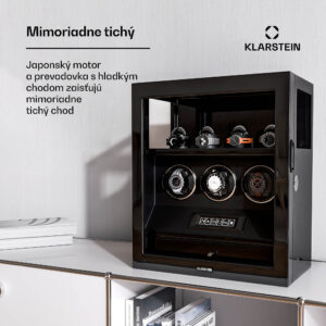 Klarstein SecureTouch naťahovač hodiniek, 3+4 hodinky, motor Mabuchi, klavírny lak, 41 režimov, zámok, LED diódy