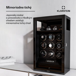 Klarstein SecureTouch naťahovač hodiniek, 9+4 hodinky, motor Mabuchi, klavírny lak, 41 režimov, zámok, LED diódy