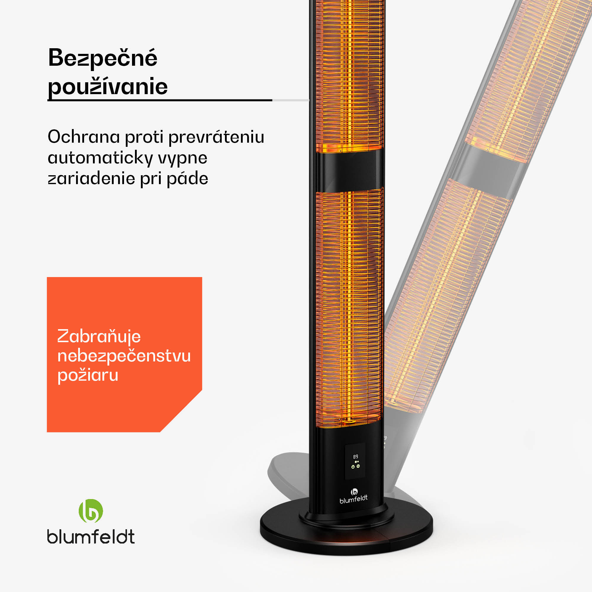 Blumfeldt BlazeTower nfračervený ohrievač, 3000 W, pre vonkajší priestor, 3 úrovne, IP45, diaľkové ovládanie, časovač – Obrázok 3