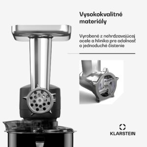 Klarstein Nástavec na mletie mäsa Chiara, príslušenstvo pre kuchynský robot Chiara, 4 nože, nehrdzavejúca oceľ, 3 disky