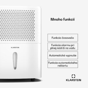 Klarstein DryFy 10L odvlhčovač, 10 l/deň, 20-30m², 80 m³/h, časovač, nádrž na vodu, mobilný