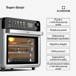 Klarstein AirGlaze Digital teplovzdušná fritéza, 2200 W, 19 programov, vrátane príslušenstva, ktoré možno umývať v umývačke riadu