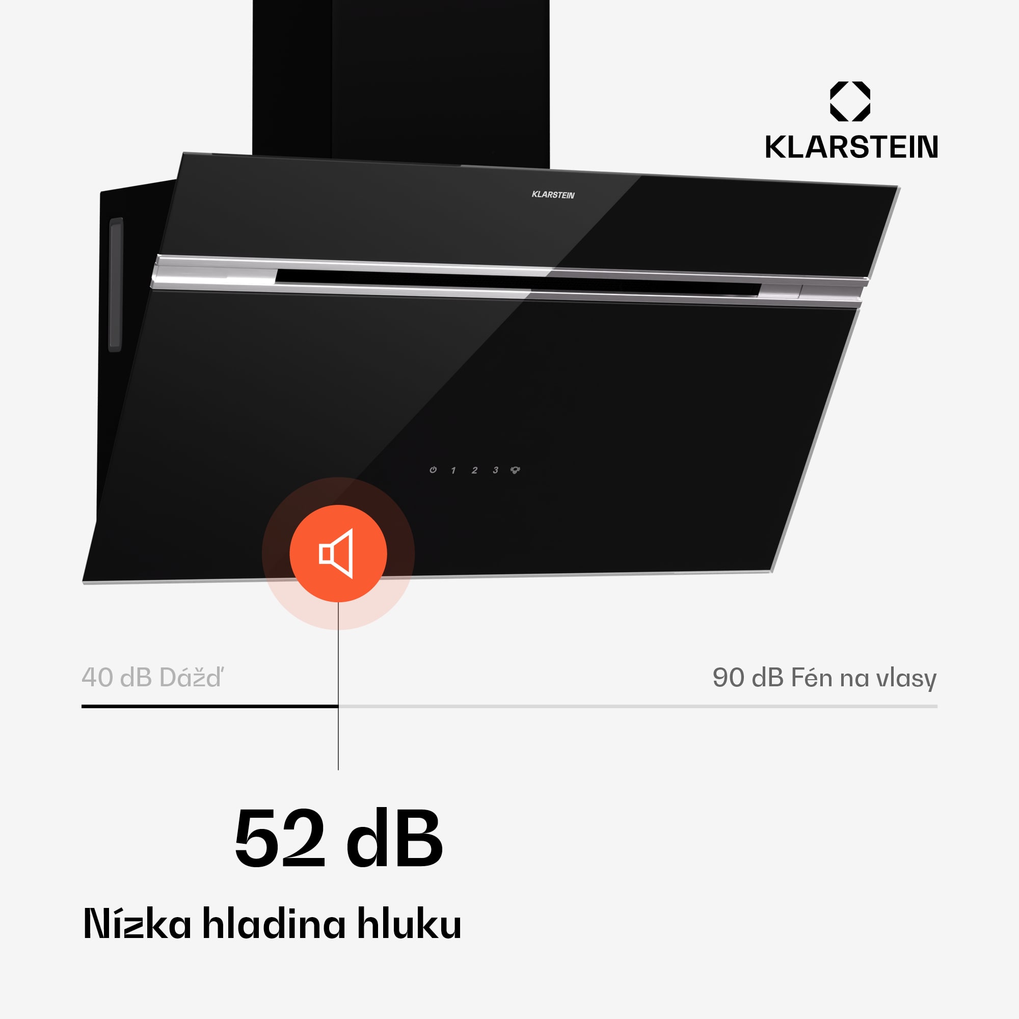 Klarstein Alina digestor, 70 cm, 600 m³/h, Tichý, EEK A