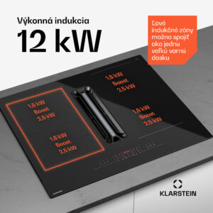 Klarstein AirJet Hybrid Down Air System, Indukčná varná doska s integrovaným digestorom, 477 m³/h, EEK A+