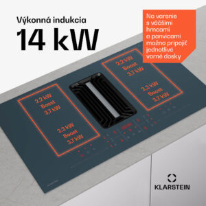 Klarstein AirJet FlexPro Down Air System, Indukčná doska + digestor, Flexi zóna, Booster