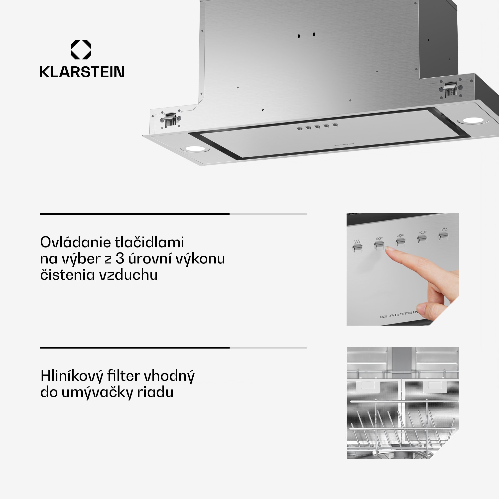 Klarstein TurboMax odsávač pár, 400 m³/h, Účinnosť A+, Dvojitá prevádzka, 3 úrovne, LED – Obrázok 2
