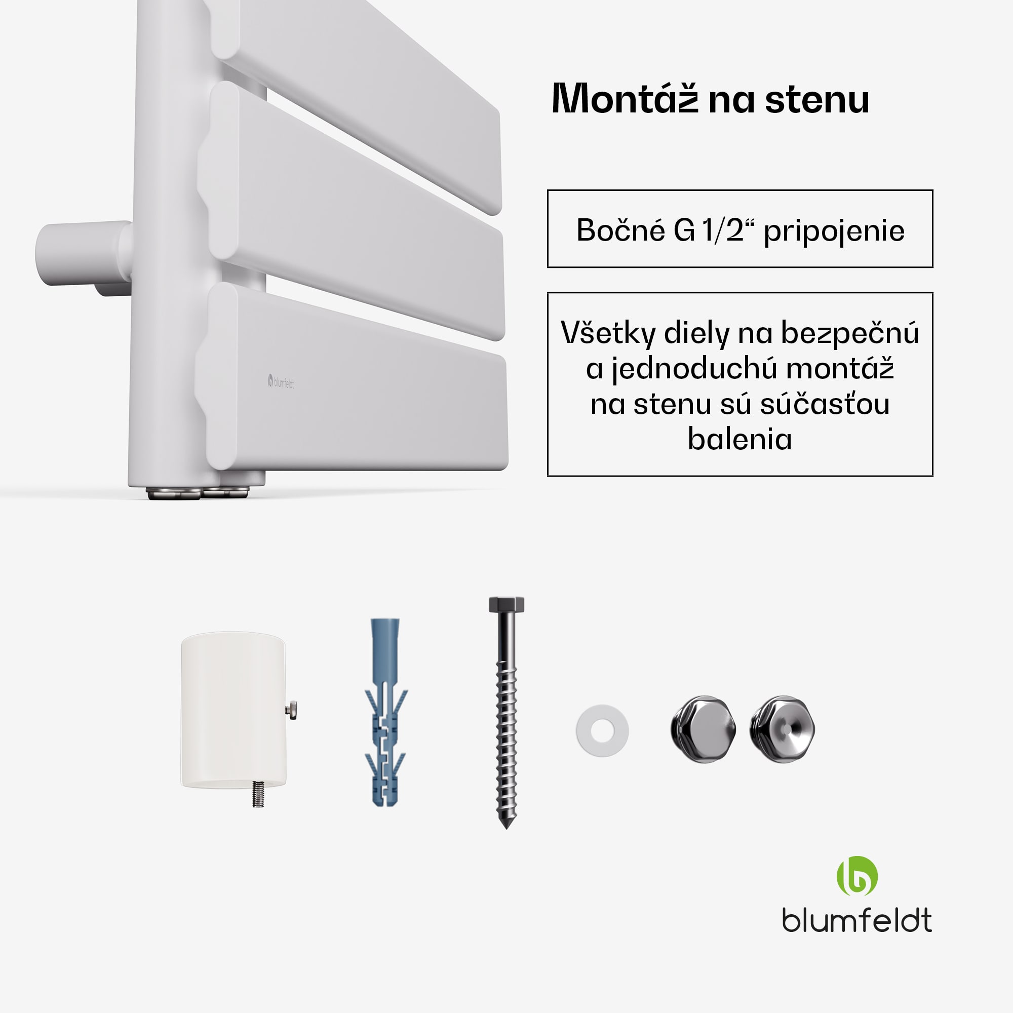 Blumfeldt Fairmont radiátor, 45 x 80 cm, nástenný, moderný dizajn, teplovodný – Obrázok 2