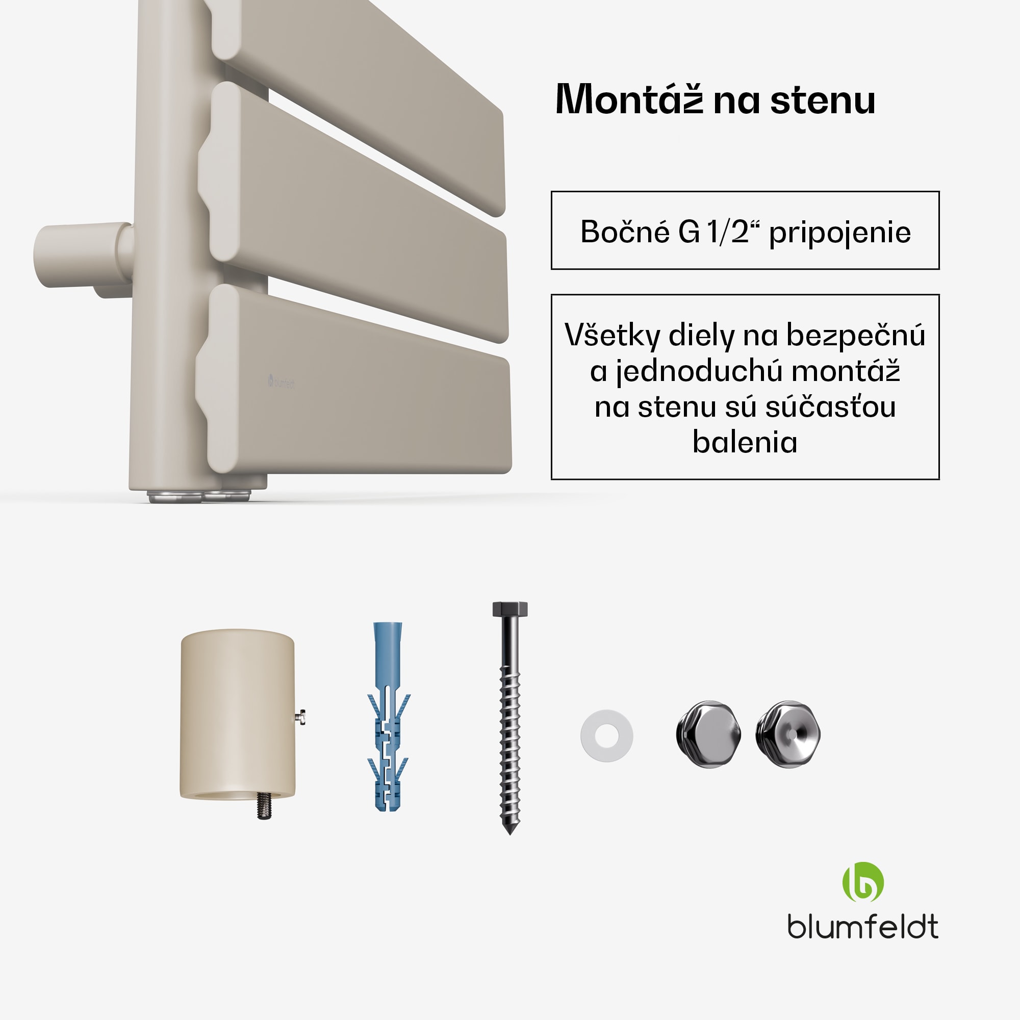 Blumfeldt Fairmont radiátor, 45 x 80 cm, nástenný, moderný dizajn, teplovodný – Obrázok 2