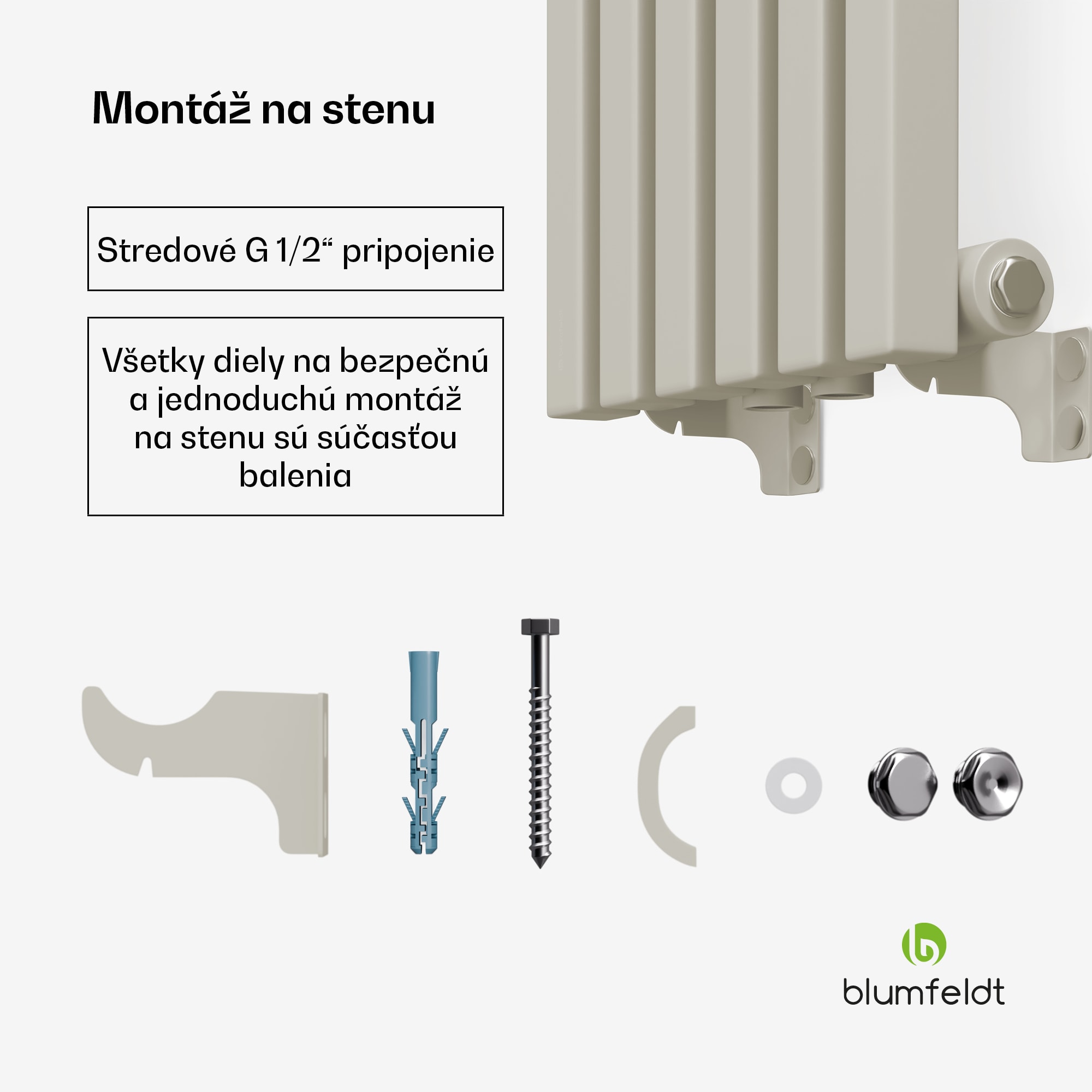 Blumfeldt Radiátor Delgado | moderný dizajn | 25 x 120 cm | 637 W | stredové pripojenie – Obrázok 2