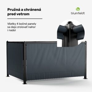 Blumfeldt Pantheon Cortina pergola 3x4 m, odolná voči poveternostným vplyvom, hliník, prášková farba, rolety
