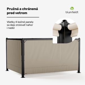 Blumfeldt Pantheon Cortina pergola 3x4 m, odolná voči poveternostným vplyvom, hliník, prášková farba, rolety