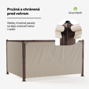 Blumfeldt Pantheon Cortina pergola 3x4 m, odolná voči poveternostným vplyvom, hliník, prášková farba, rolety