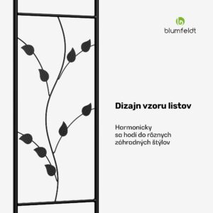 Blumfeldt FloraBelle Cupola oblúk, ozdobné vzory listov, odolný voči poveternostným vplyvom, pomôcka na popínanie