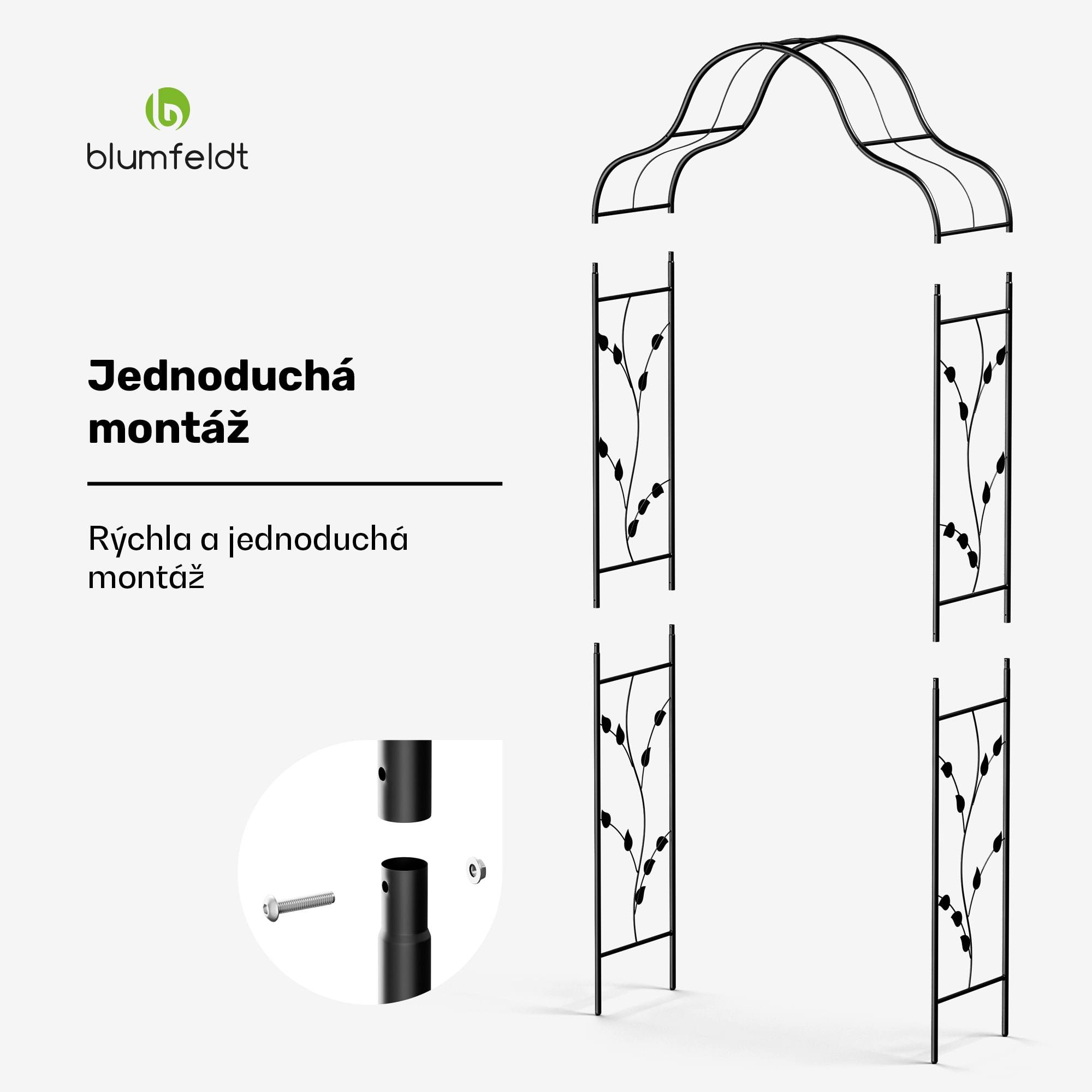 Blumfeldt FloraBelle Cupola oblúk, ozdobné vzory listov, odolný voči poveternostným vplyvom, pomôcka na popínanie – Obrázok 3