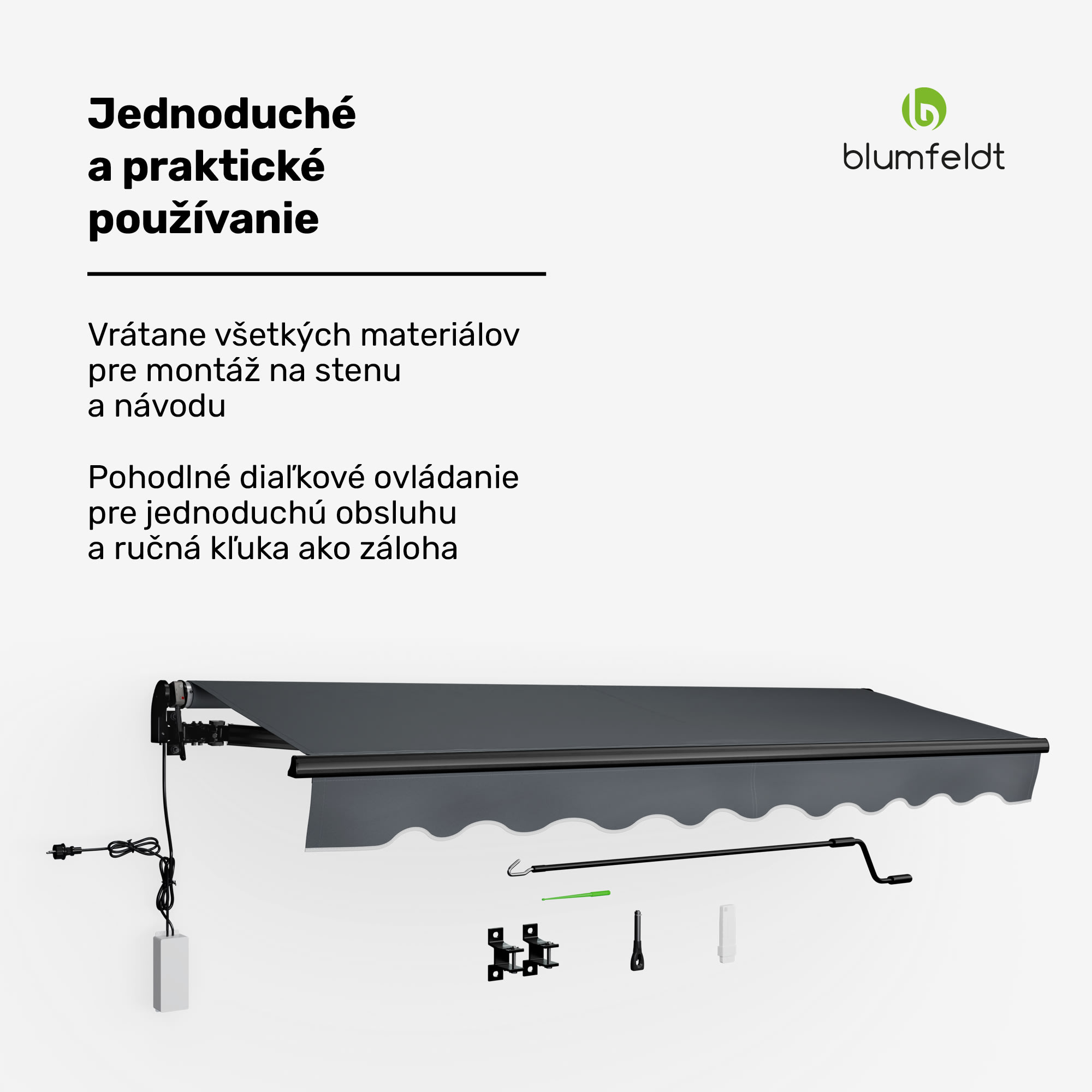 Blumfeldt CloudShade Markíza, Inteligentné ovládanie, UV ochrana, Montáž na stenu – Obrázok 2