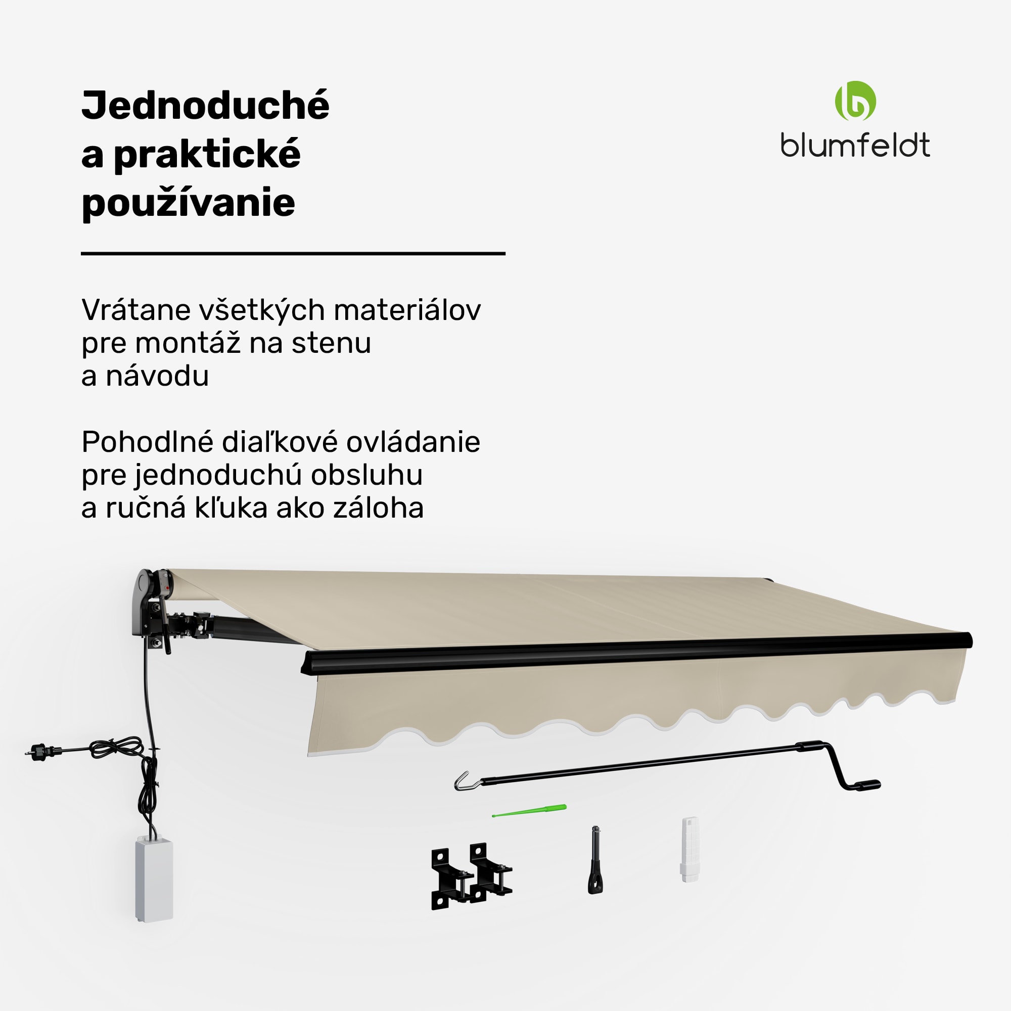 Blumfeldt CloudShade Markíza, Inteligentné ovládanie, UV ochrana, Montáž na stenu – Obrázok 2