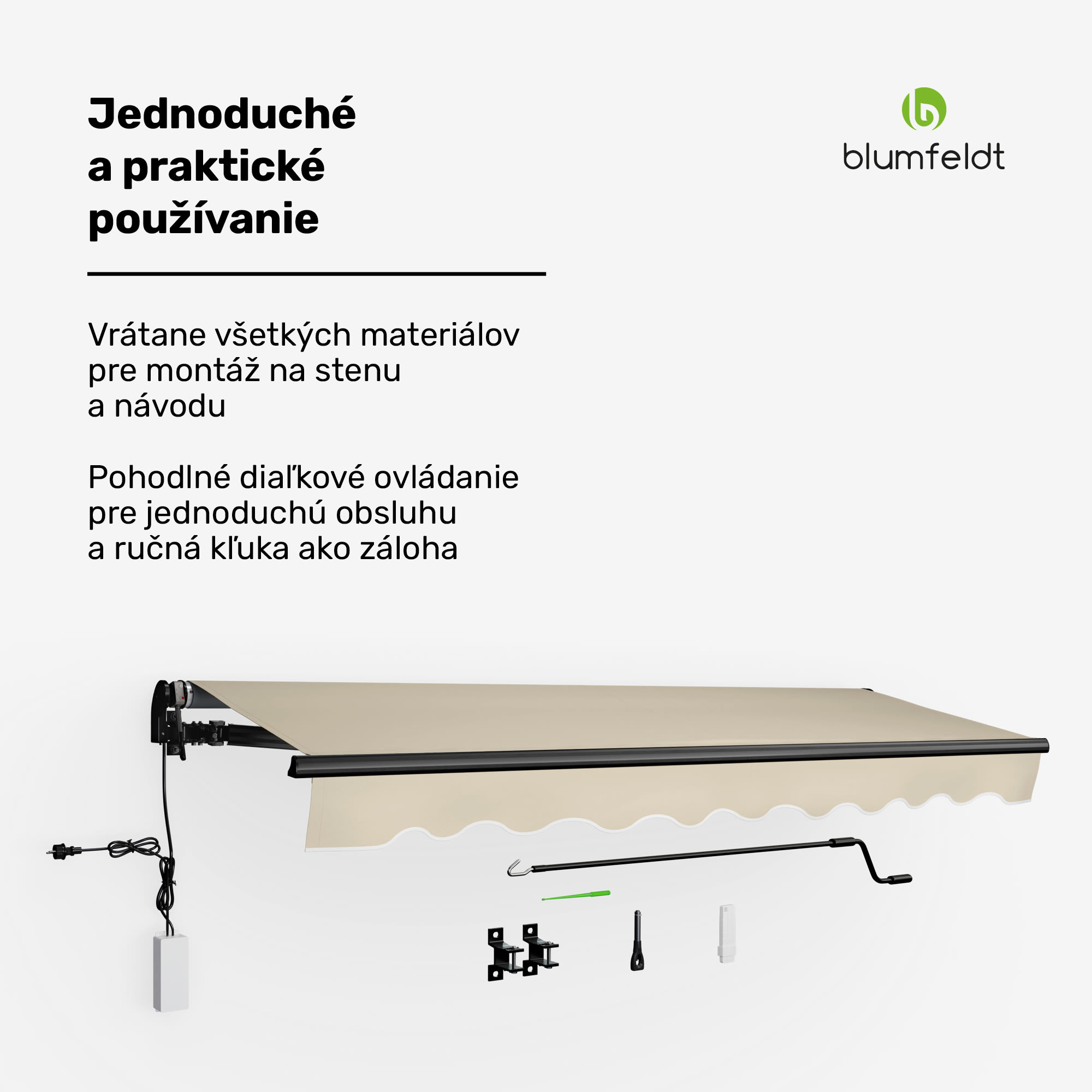 Blumfeldt CloudShade Markíza, Inteligentné ovládanie, UV ochrana, Montáž na stenu – Obrázok 2