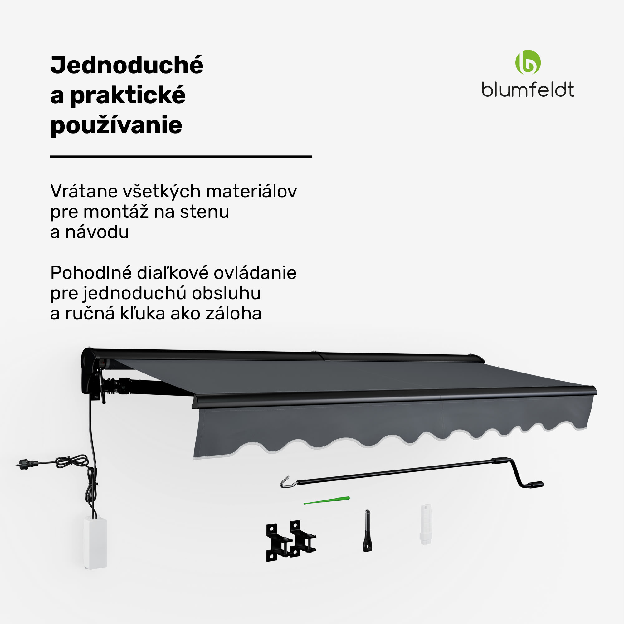 Blumfeldt CloudShade Markíza, Inteligentné ovládanie, UV ochrana, Montáž na stenu – Obrázok 2