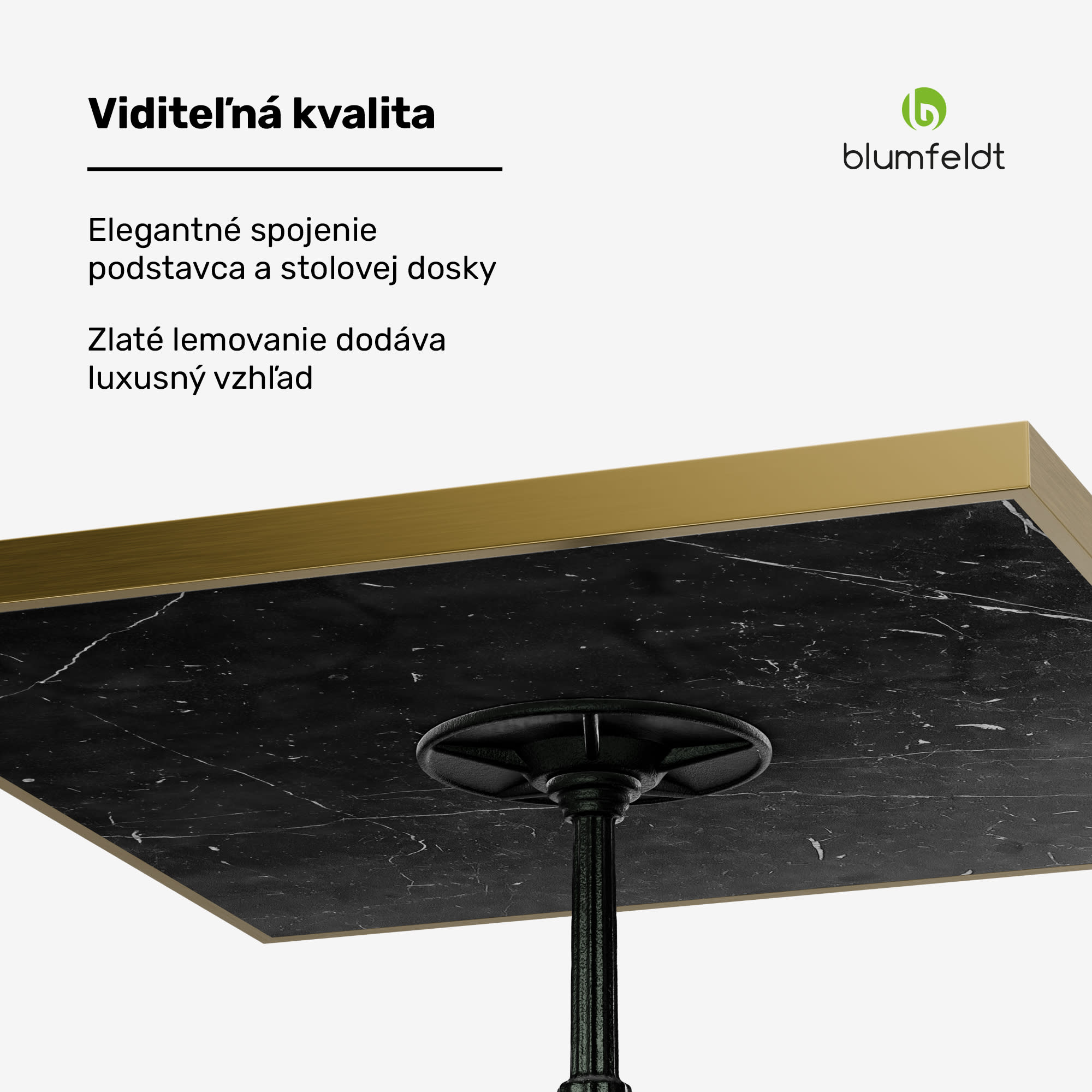 Blumfeldt Patras Lux, bistro stôl, mramorová stolová doska, 60 x 60 cm, podstavec z liatiny – Obrázok 3