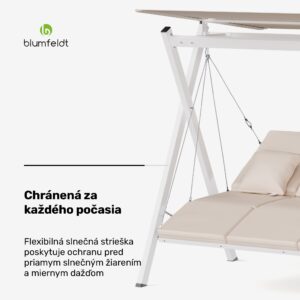 Blumfeldt FlexiSwing hollywoodska hojdačka 4-miestna Nastaviteľné operadlo + slnečná strieška, odolná voči poveternostným vplyvom