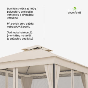Blumfeldt Altánok Mondo Dual 3x3 s dvojitou strechou a sieťou proti hmyzu