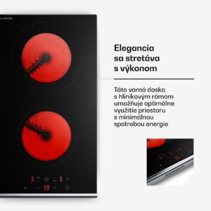 Klarstein Verosteel sklokeramická varná doska, Minimalistická, výkonná, 2 varné zóny, 3000 W, 30 cm
