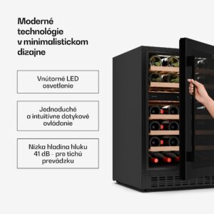 Klarstein Velaire podpultová chladnička na víno, moderná, elegantná, UV ochrana, Dvojzónová, 46 fliaš