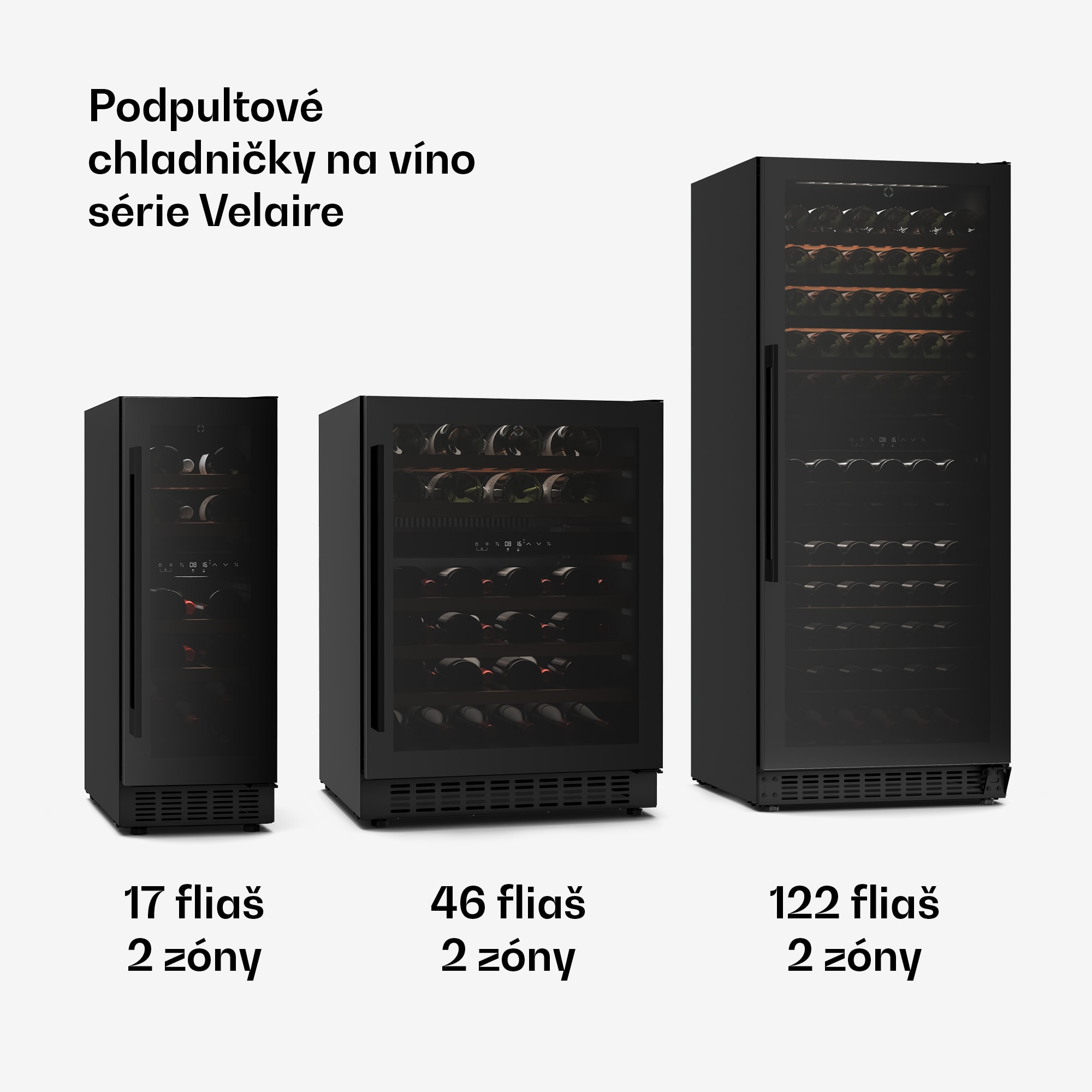 Klarstein Velaire podpultová chladnička na víno, moderná, elegantná, UV ochrana, Dvojzónová, 46 fliaš – Obrázok 3