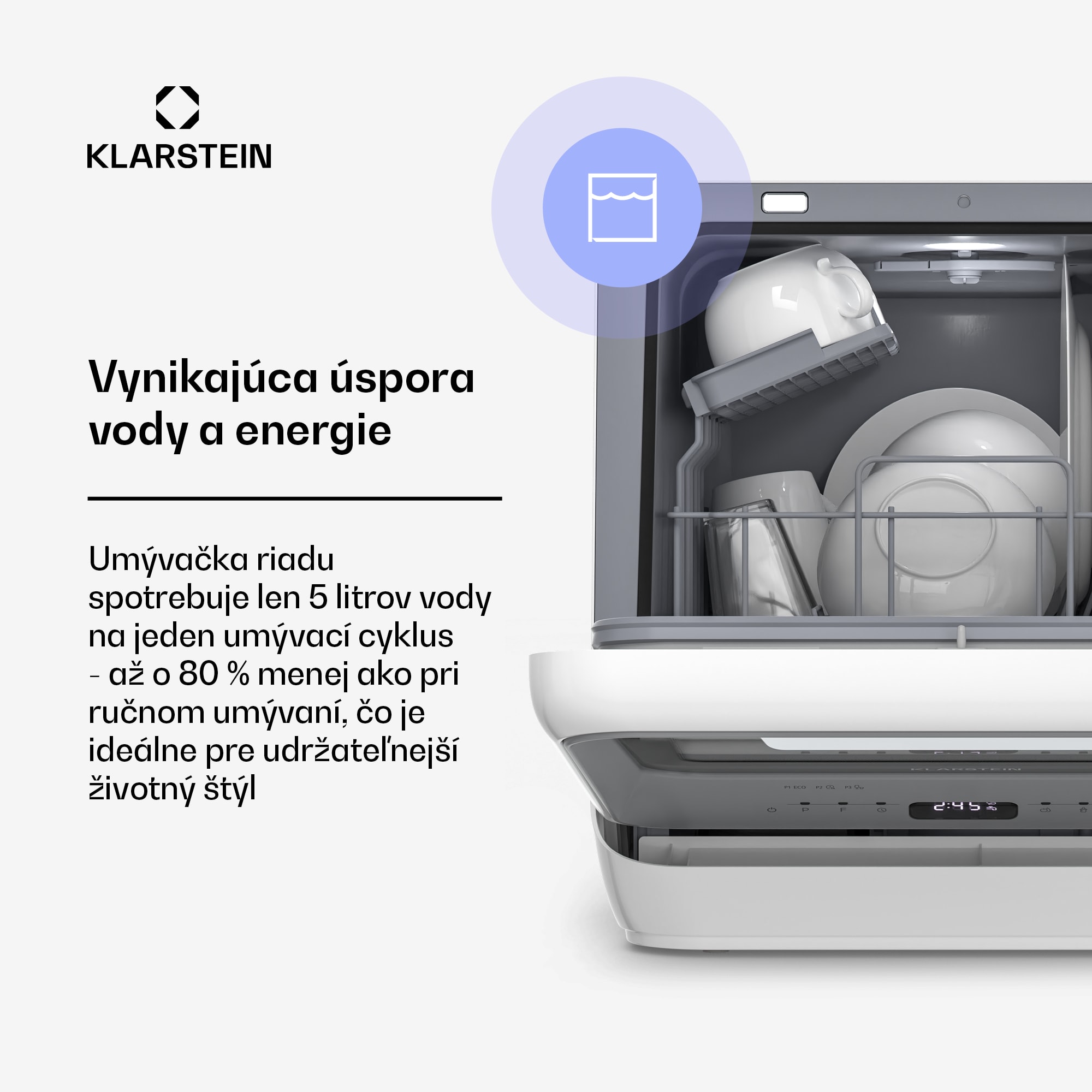 Klarstein Amazonia, Mini umývačka riadu, Kompaktná, 7 programov, Prenosná – Obrázok 3