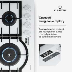 Klarstein Ignito plynová varná doska, 8 kW, liatinové rošty, časovač, regulácia teploty
