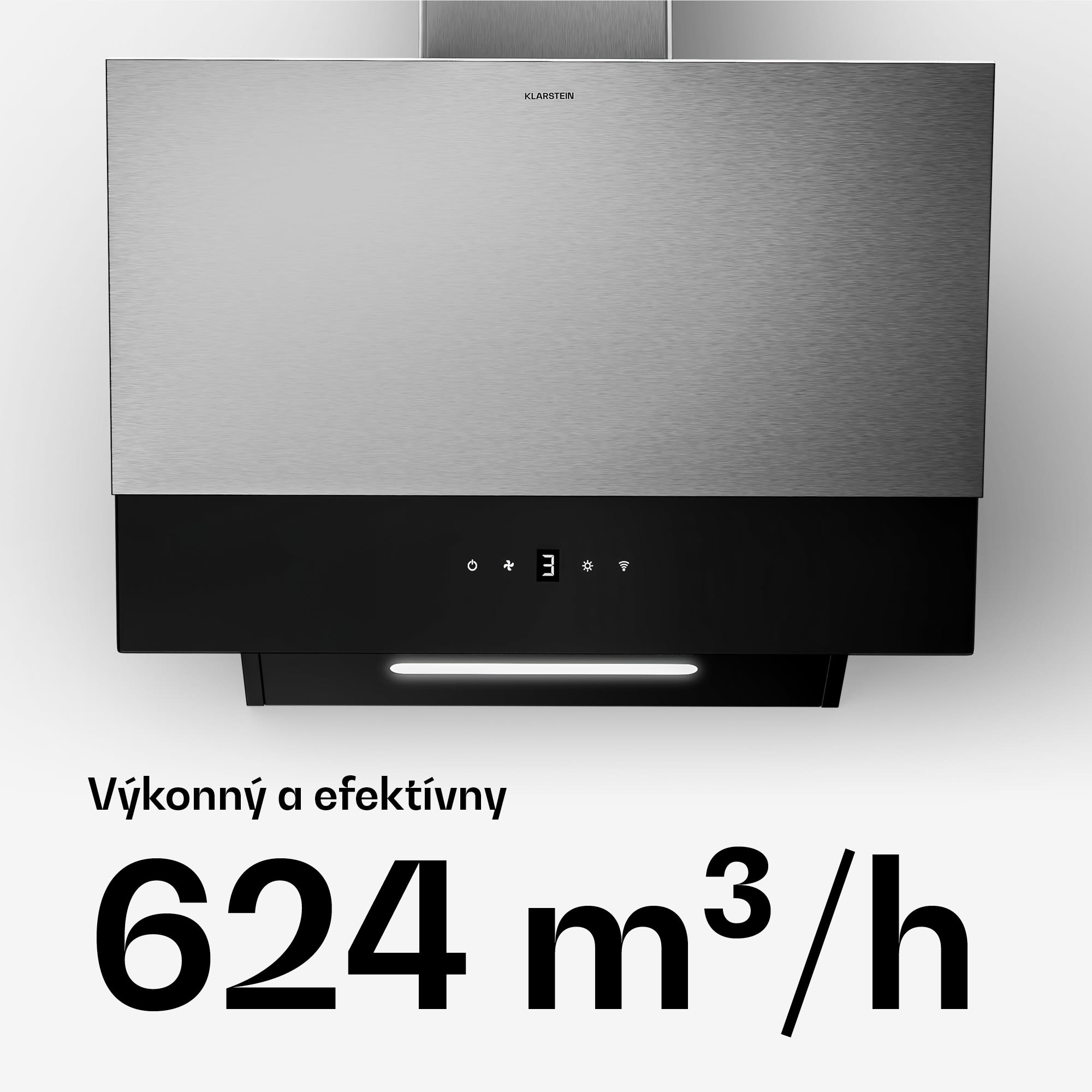 Klarstein Verosteel digestor, Elegantný, minimalistický, výkonný, Energetická trieda A, 624 m³/h, 60 cm