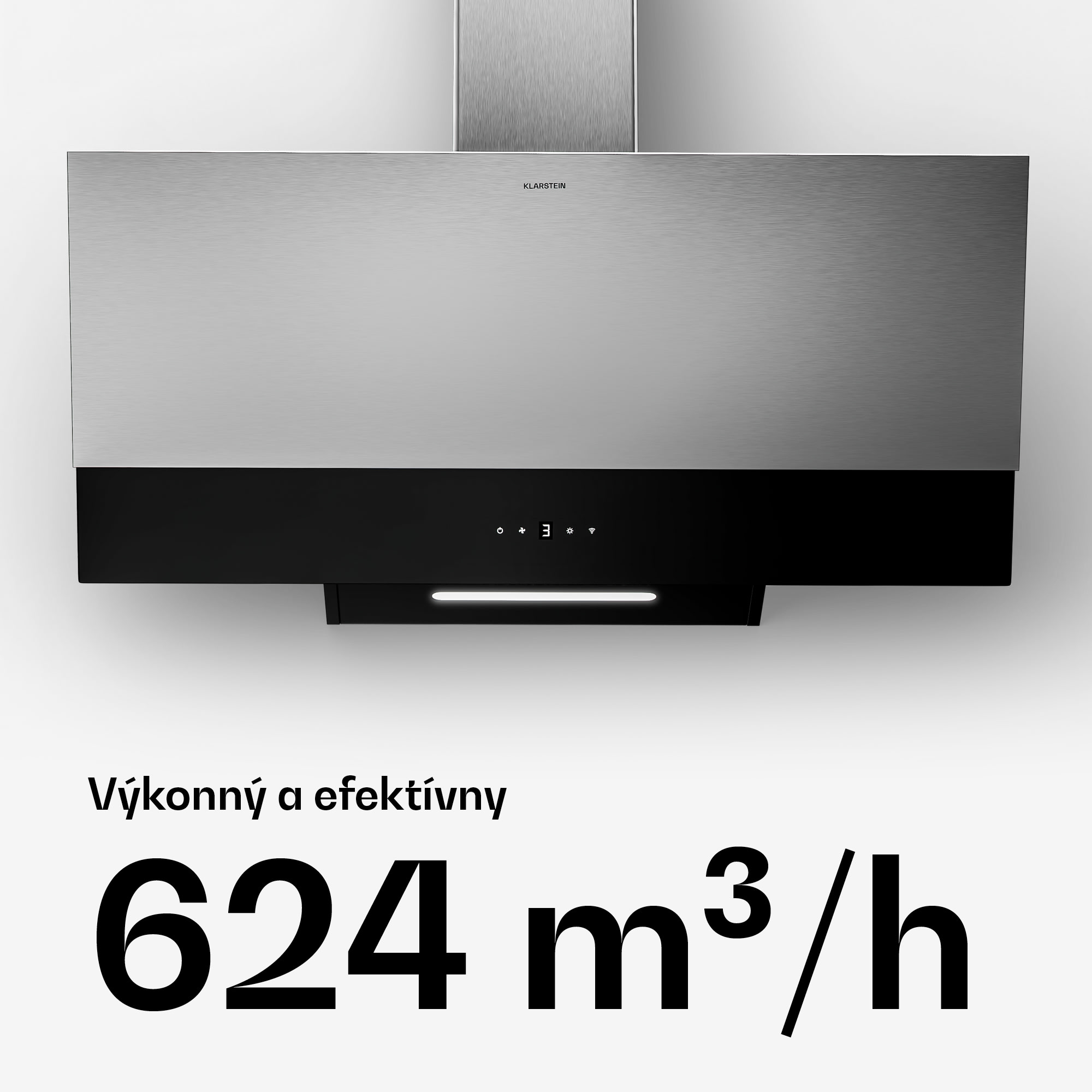 Klarstein Verosteel digestor, Elegantný, minimalistický, výkonný, Energetická trieda A, 624 m³/h, 90 cm