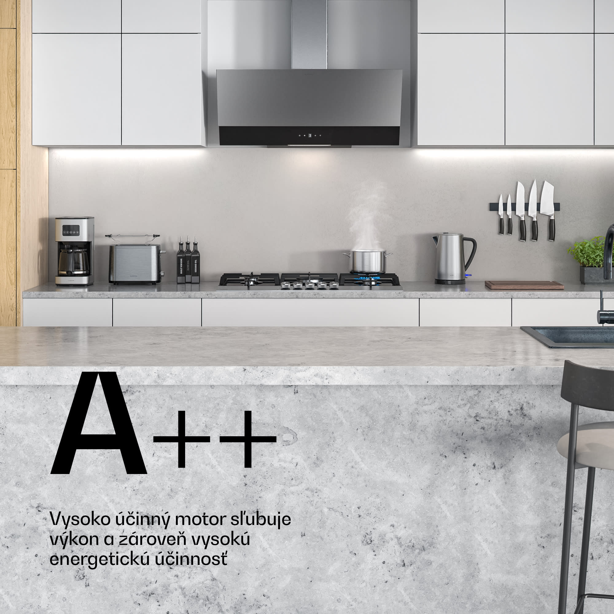 Klarstein Verosteel digestor, Elegantný, minimalistický, výkonný, Energetická trieda A, 624 m³/h, 90 cm – Obrázok 2