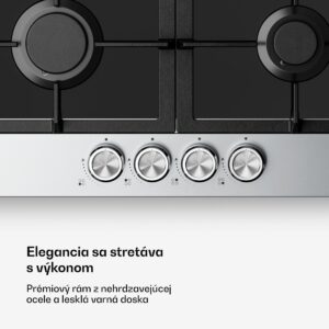 Klarstein Verosteel plynová varná doska, 4 horáky, elektrické zapaľovanie, kompatibilná s zemným plynom a LPG, 8000 W, 60 cm