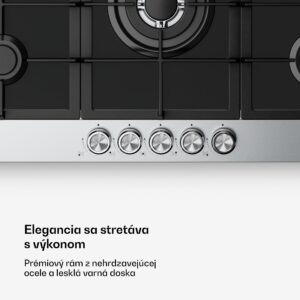 Klarstein Verosteel plynová varná doska, 5 horákov, Elektrické zapalovanie, Kompatibilná s zemným plynom a LPG, 10400W, 90cm