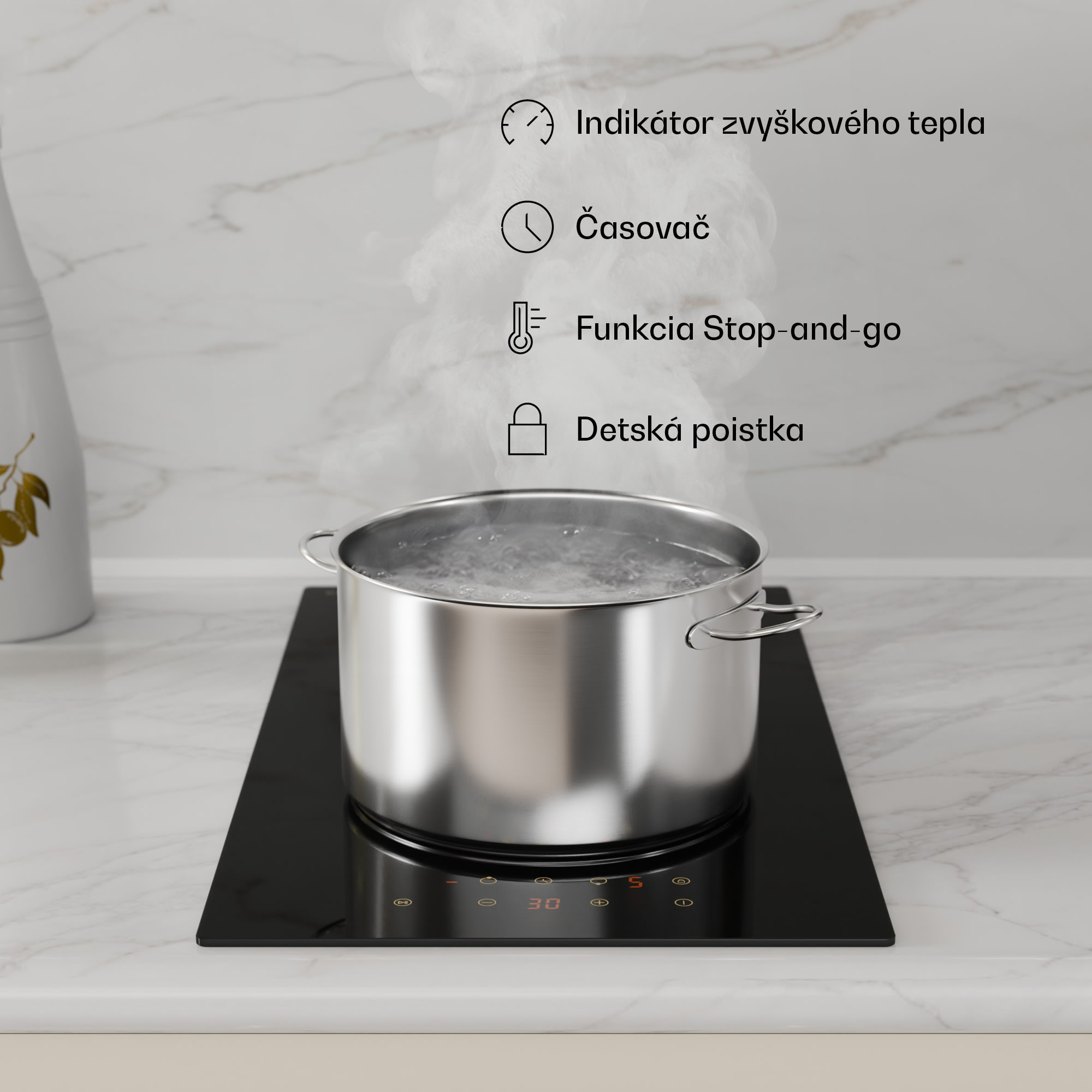 Klarstein Victoria sklokeramická varná doska, 2 zóny, elegantná, nadčasová, 3000 W, 30 cm – Obrázok 3