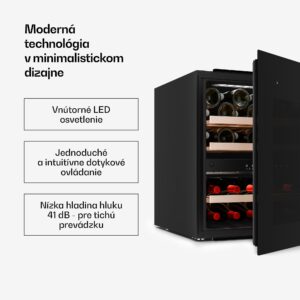 Klarstein Velaire vstavaná chladnička na víno, Moderná, elegantná, UV ochrana, Dvojzónová, 36 fliaš