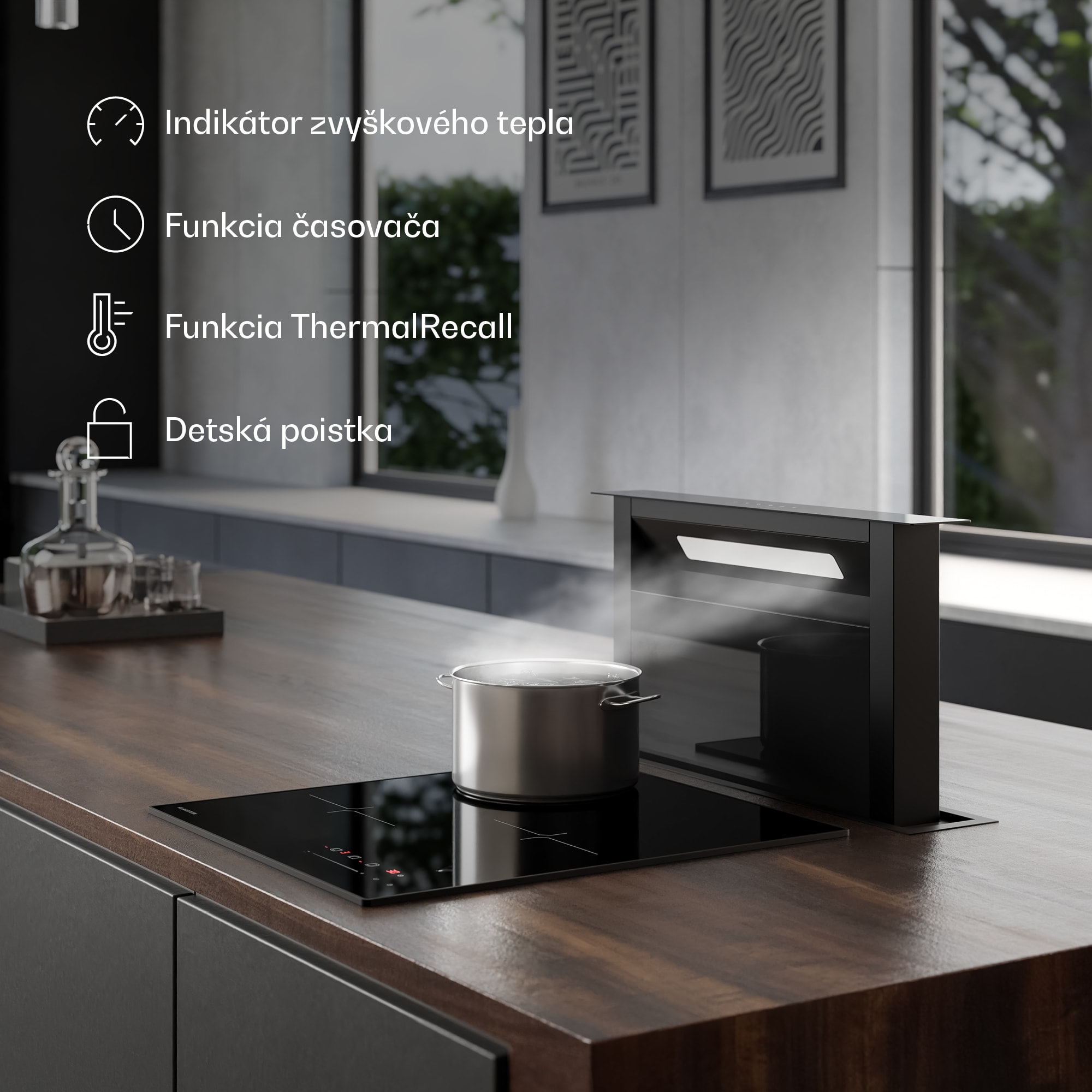 Klarstein Velaire indukčná varná doska, elegantná, minimalistická, kompaktná, 3 varné zóny, 5500 W, 45 cm – Obrázok 3