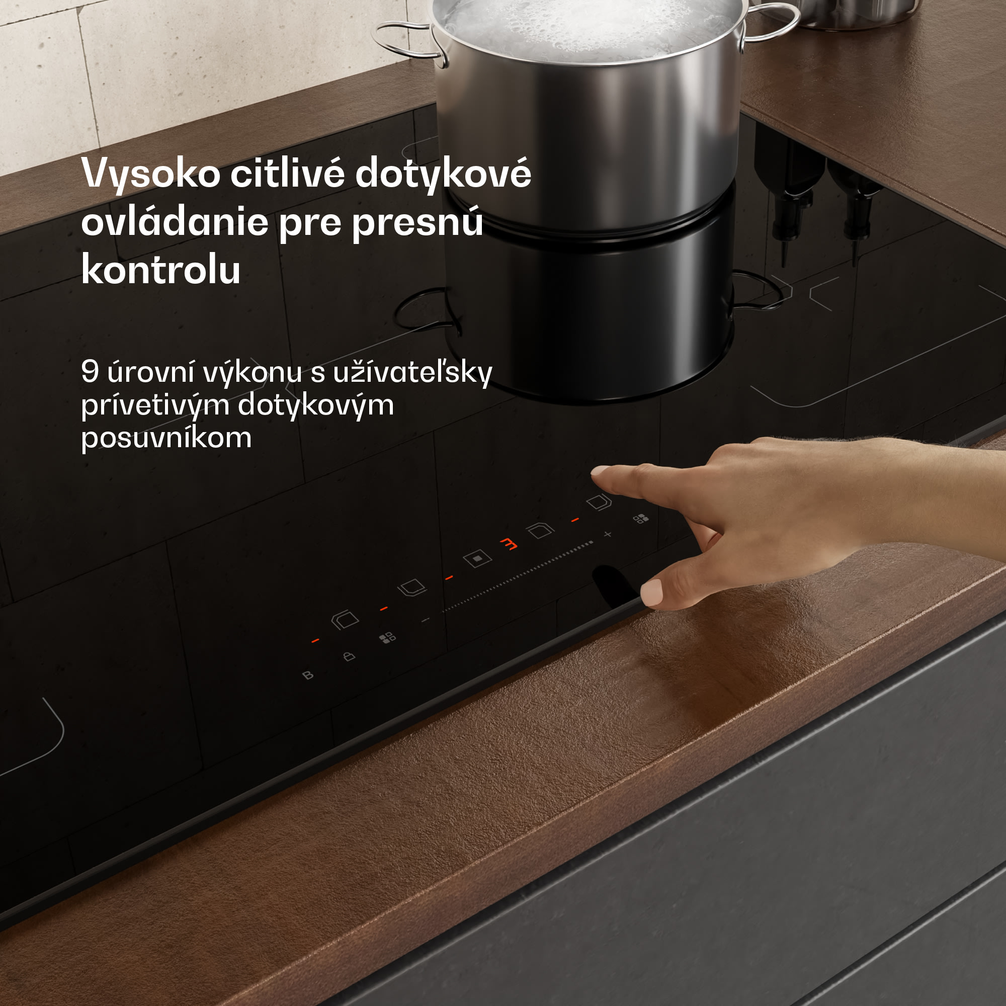 Klarstein Velaire indukčná varná doska, elegantná, minimalistická, výkonná, 5 varných zón, 7200 W, 90 cm – Obrázok 2