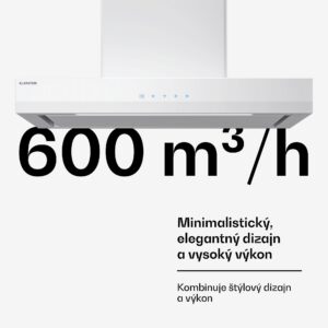 Klarstein Velaire digestor, Elegantný, minimalistický, výkonný, Energetická trieda A++, 600 m³/h, 60 cm
