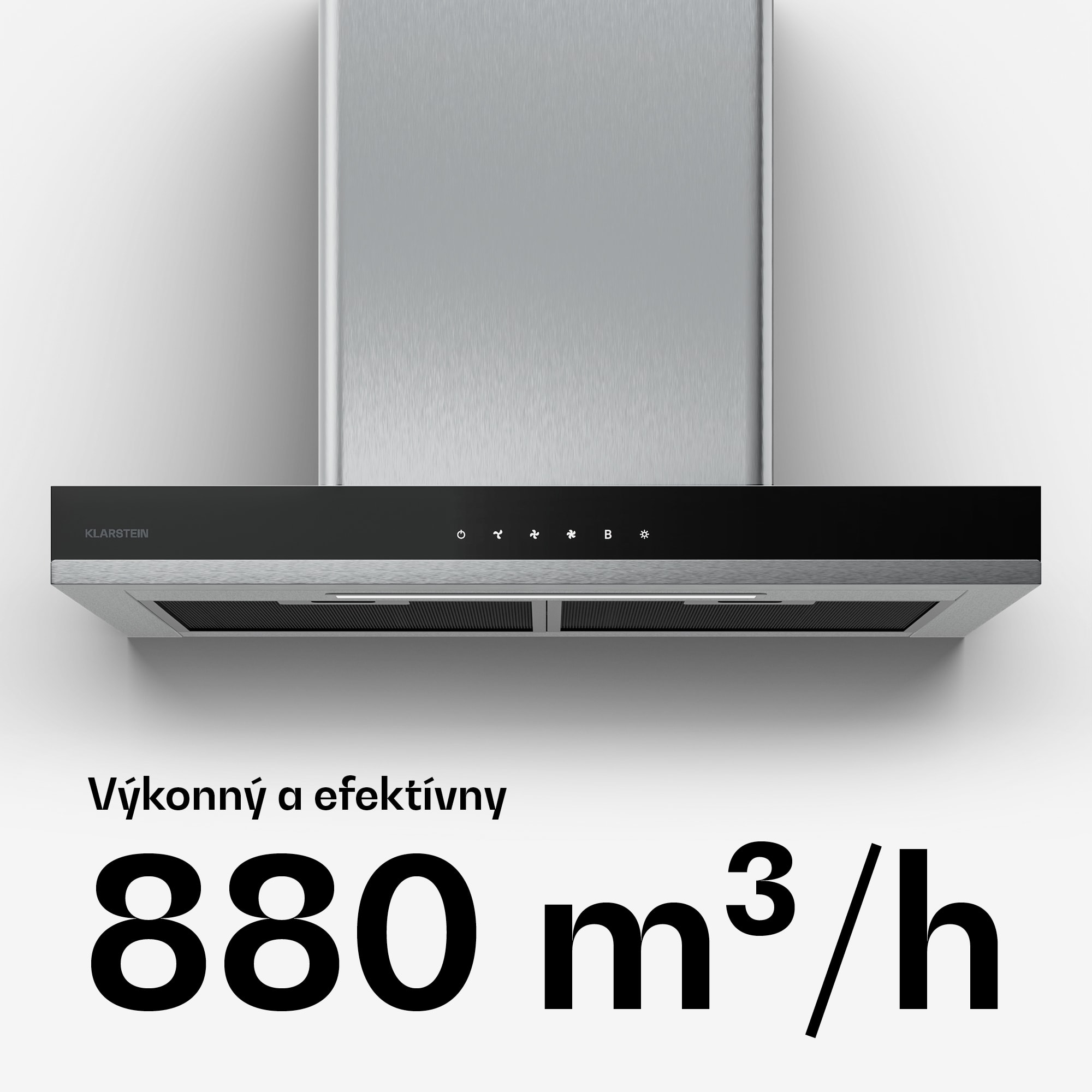 Klarstein Verosteel digestor 60 cm, Elegantný, minimalistický, výkonný, Energetická trieda A++, 881,6 m³/h