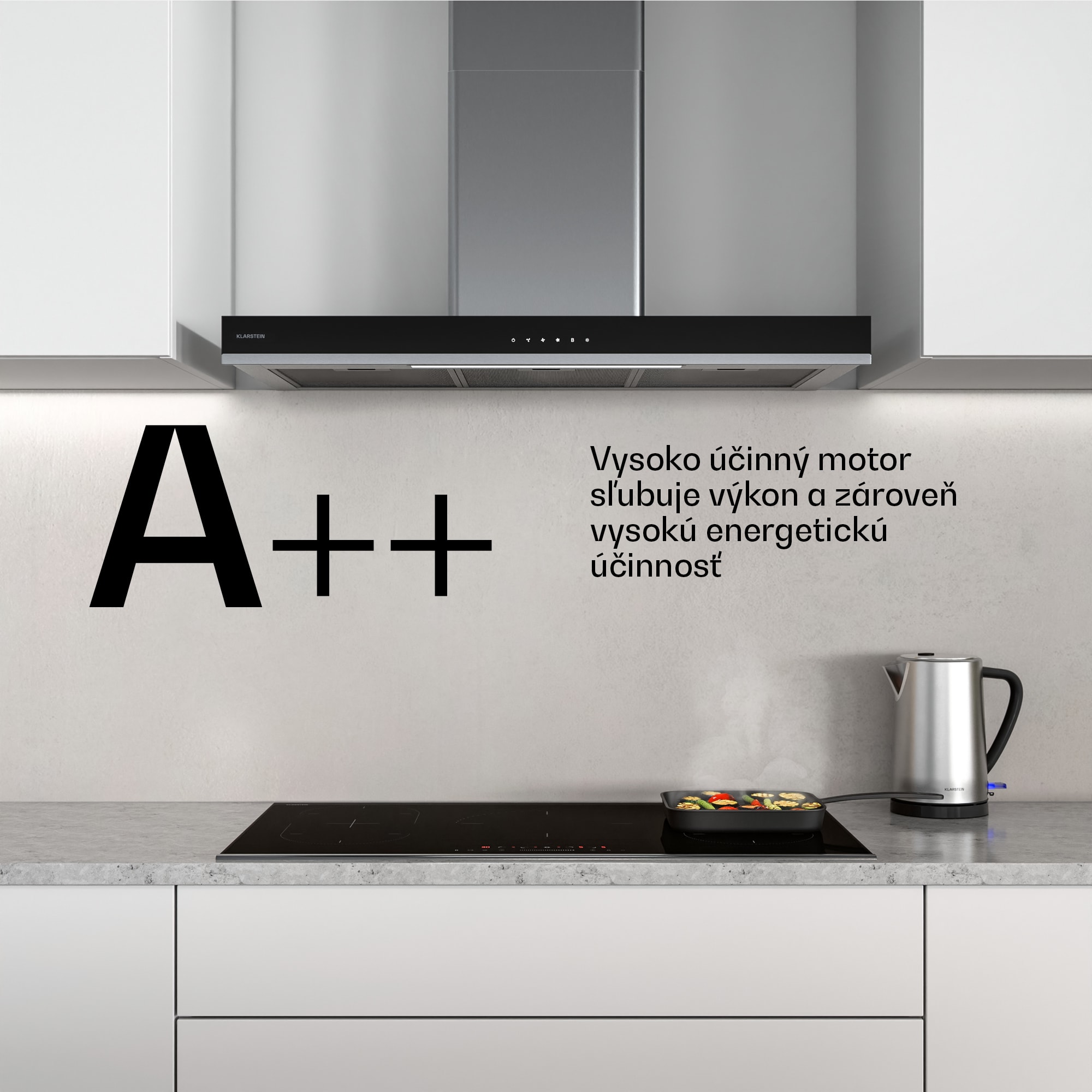 Klarstein Verosteel digestor, Elegantný, minimalistický, výkonný, Energetická trieda A, 881,6 m³/h, 90 cm – Obrázok 2