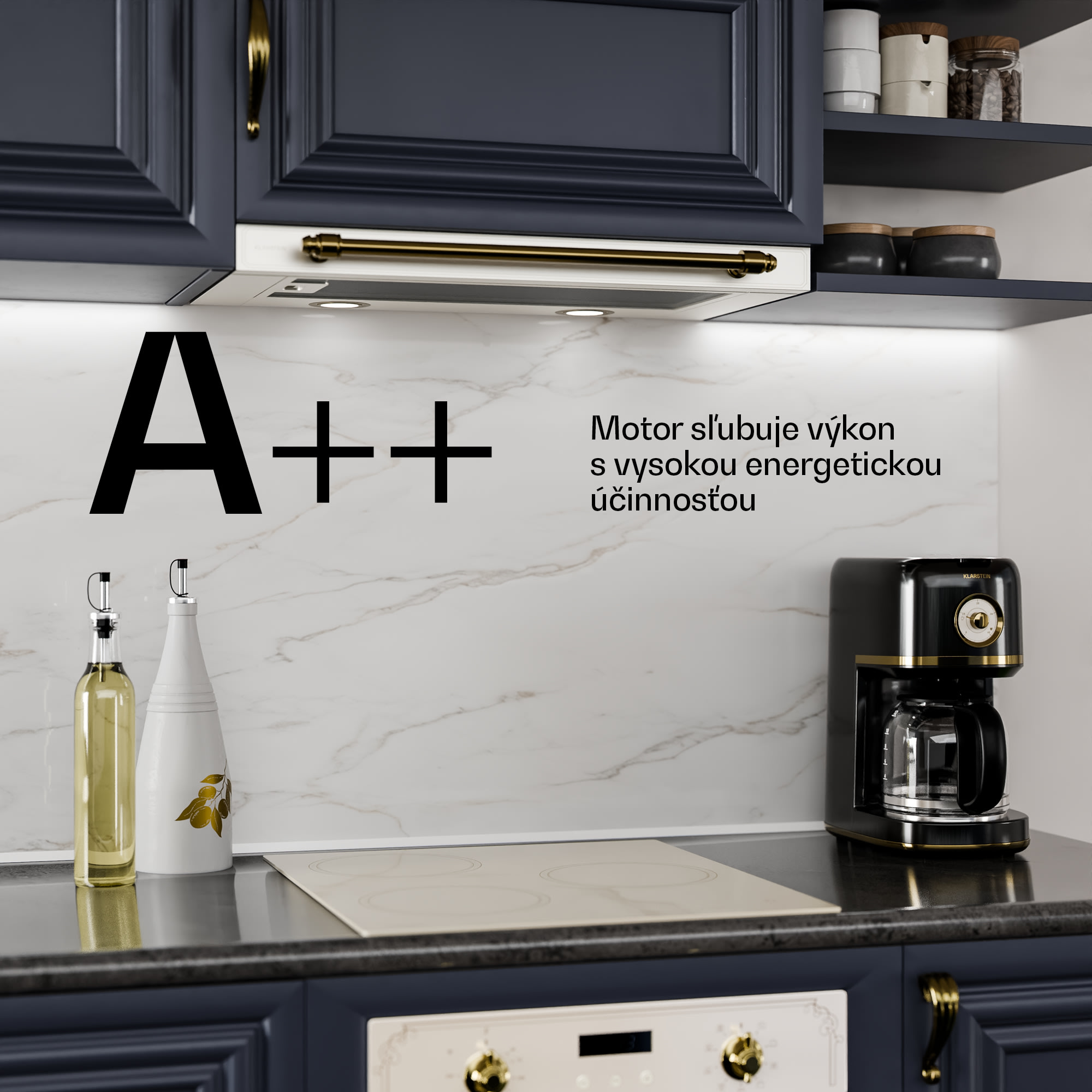 Klarstein Victoria výsuvný digestor elegantný, retro inšpirovaný, nadčasový EEC A++ 359m³/h 60cm – Obrázok 2