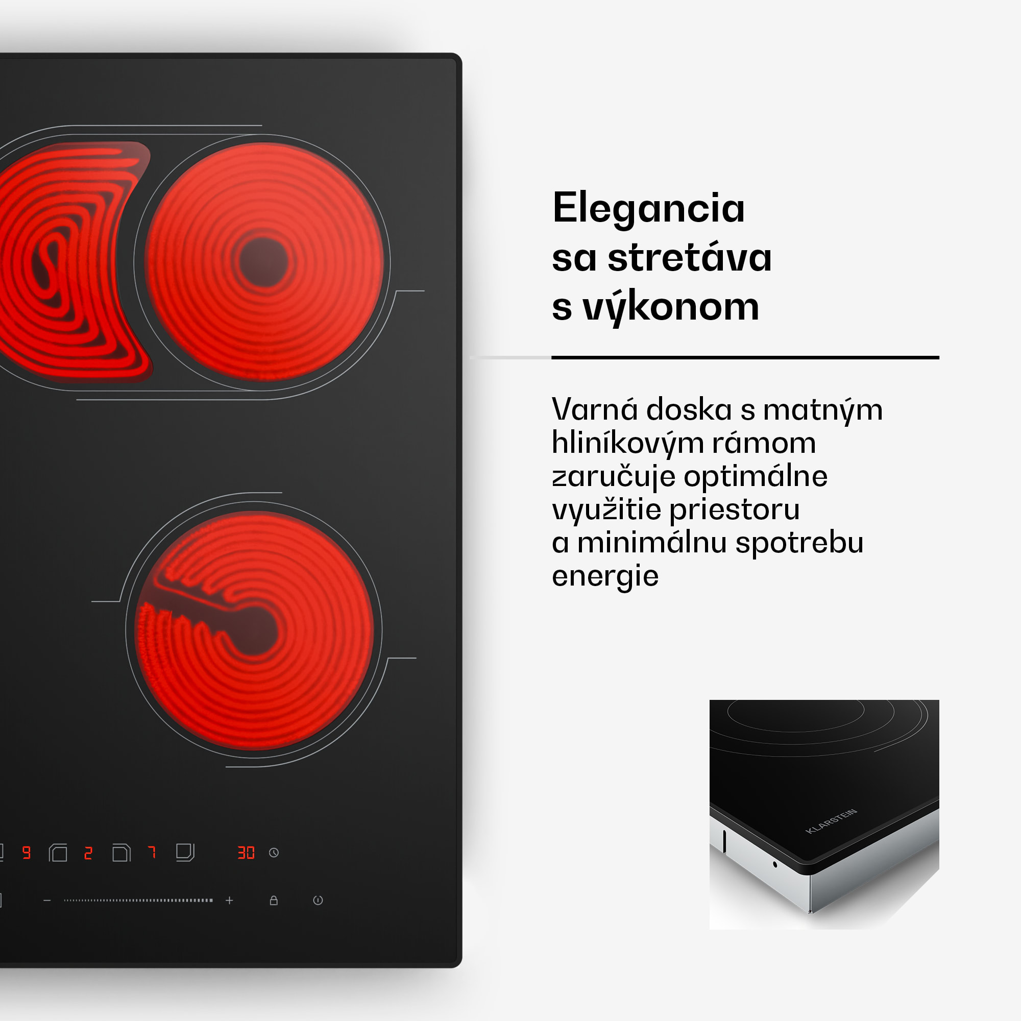 Klarstein Velaire sklokeramická varná doska, elegantná, minimalistická, výkonná, 4 varné zóny, 6700 W, 60 cm