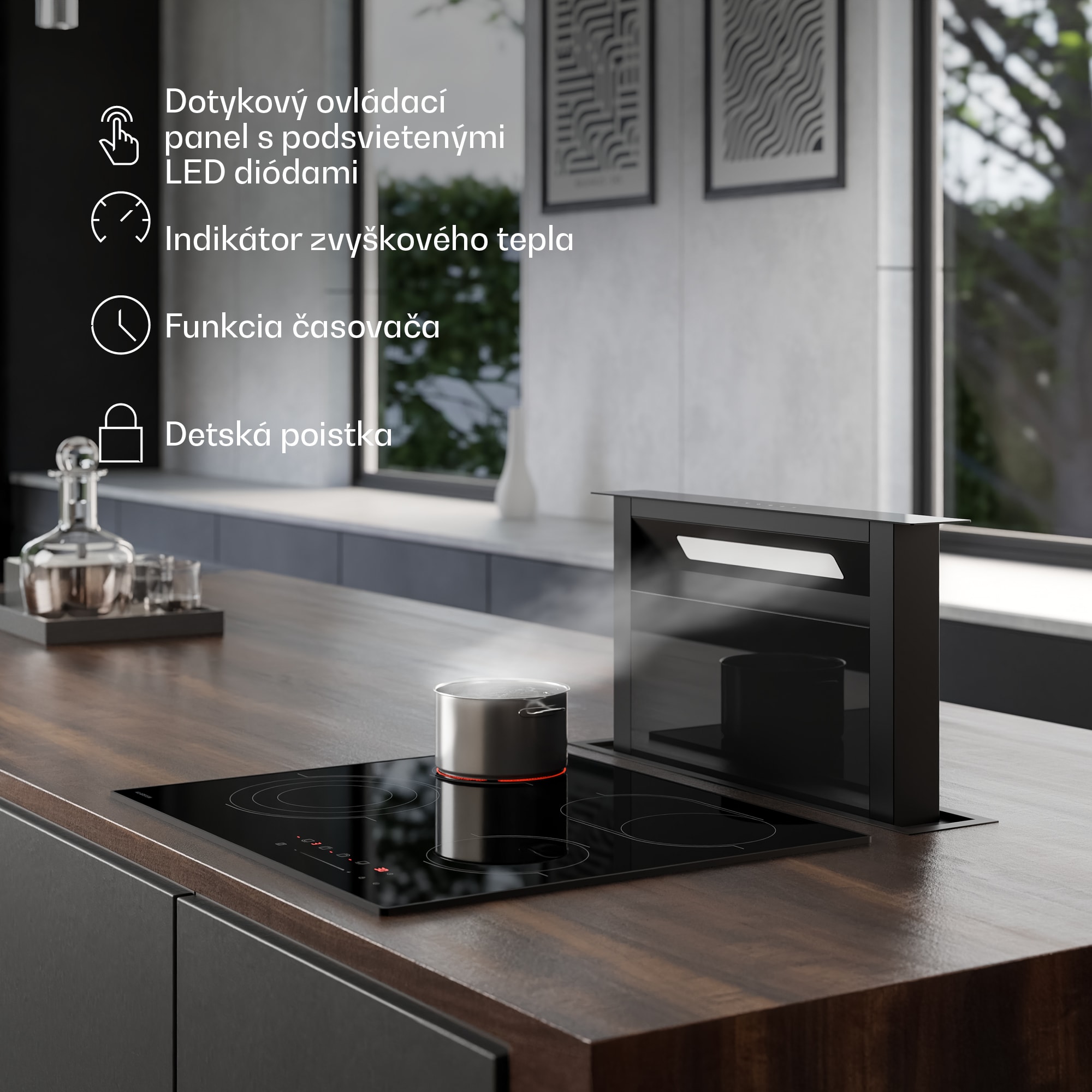 Klarstein Velaire sklokeramická varná doska, elegantná, minimalistická, výkonná, 4 varné zóny, 6700 W, 60 cm – Obrázok 3