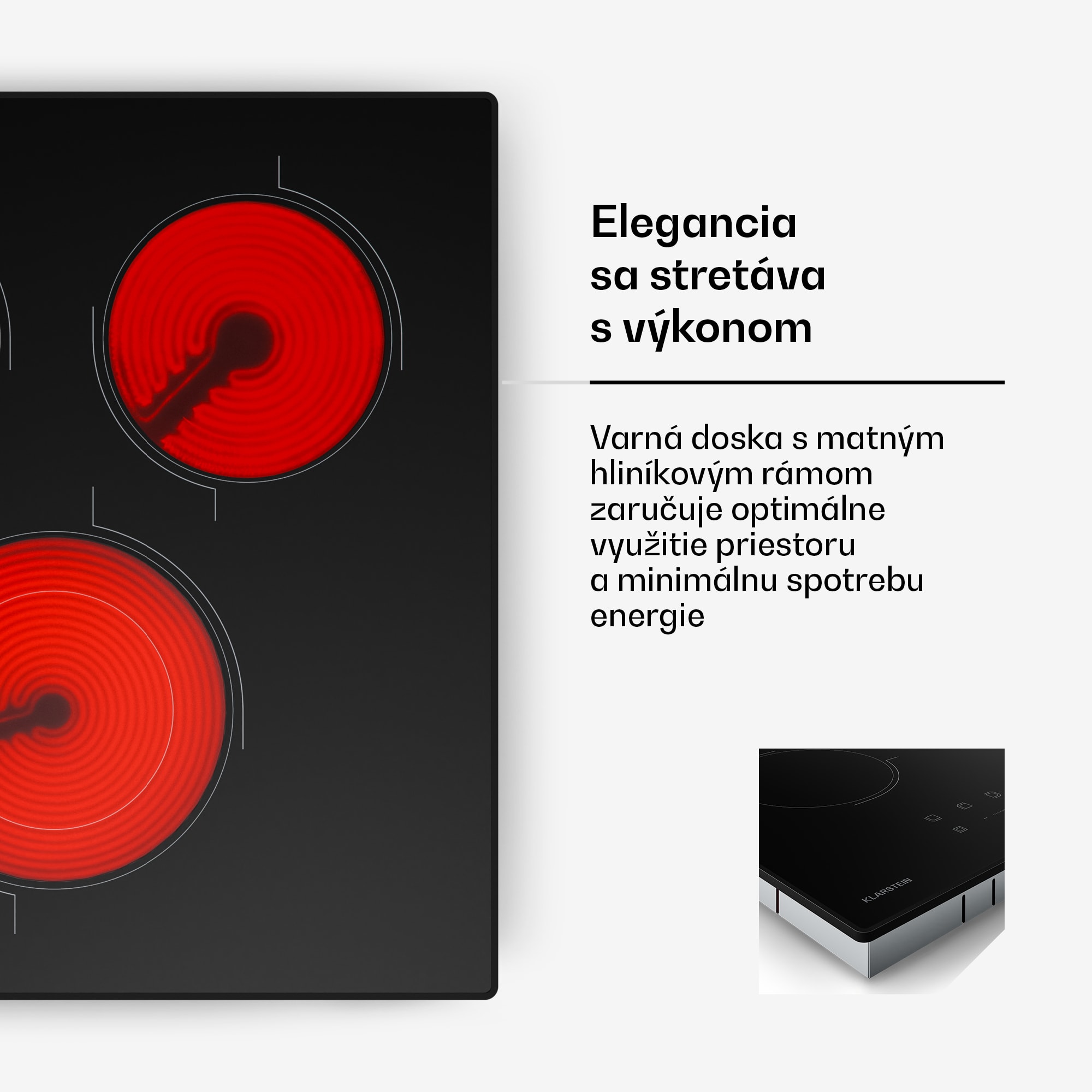 Klarstein Velaire sklokeramická varná doska, elegantná, minimalistická, kompaktná, 3 varné zóny, 4100 W, 45 cm