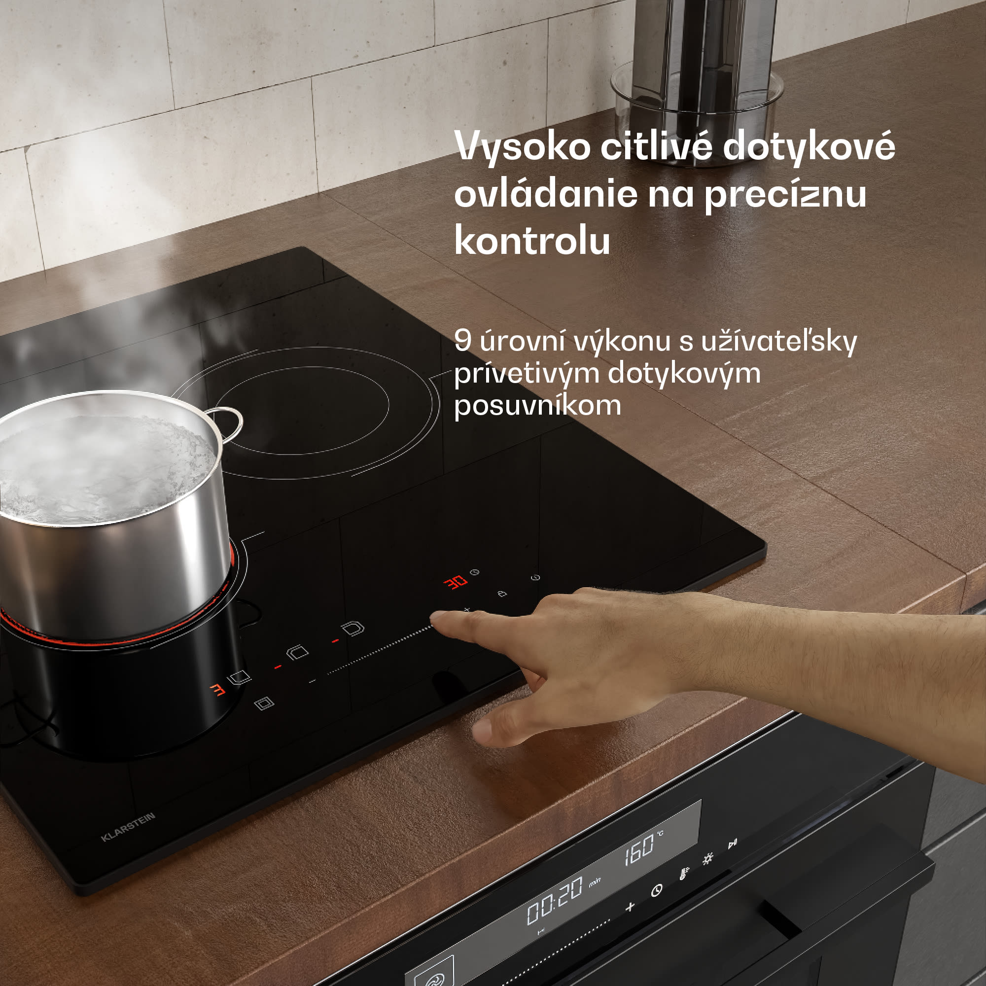 Klarstein Velaire sklokeramická varná doska, elegantná, minimalistická, kompaktná, 3 varné zóny, 4100 W, 45 cm – Obrázok 2