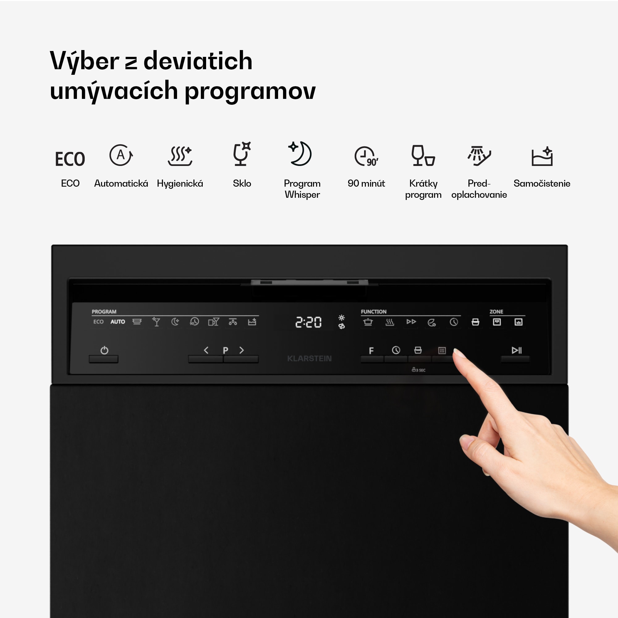 Klarstein Velaire voľne stojaca umývačka riadu | Minimalistická, kompaktná, výkonná | EEC B | 45 cm