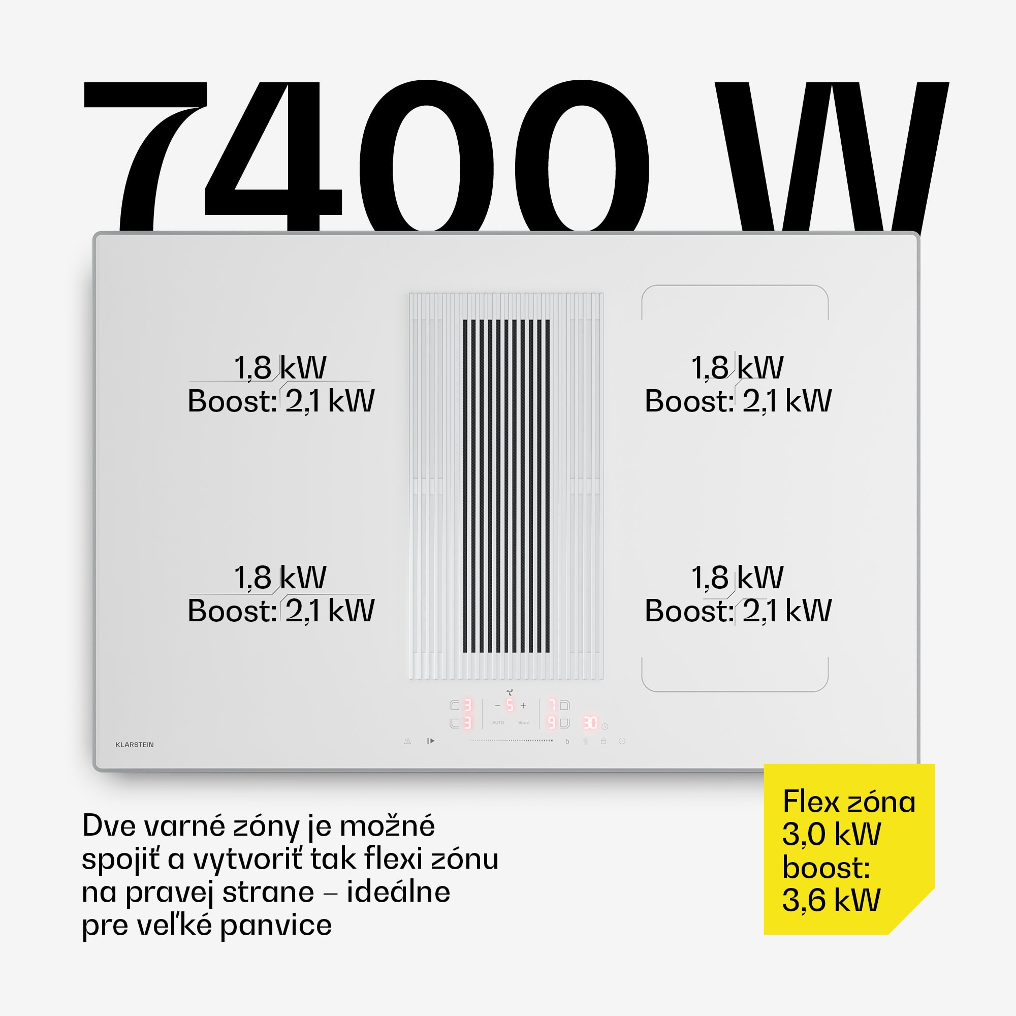 Klarstein Indukčná varná doska Velaire s digestorom | 4 varné zóny | 8400 W | 80 cm