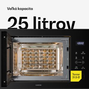 Klarstein Velaire vstavaná mikrovlnná rúra s grilom | 1200 W gril | 850 W mikrovlnná rúra | 60 cm